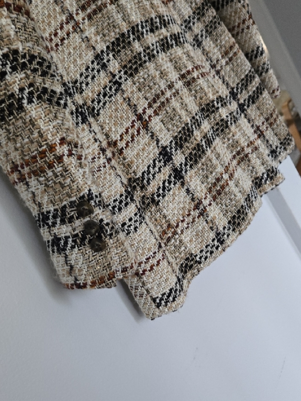 Zara Beige Multi Plaid Double-Breasted Blazer - Picture 13 of 15